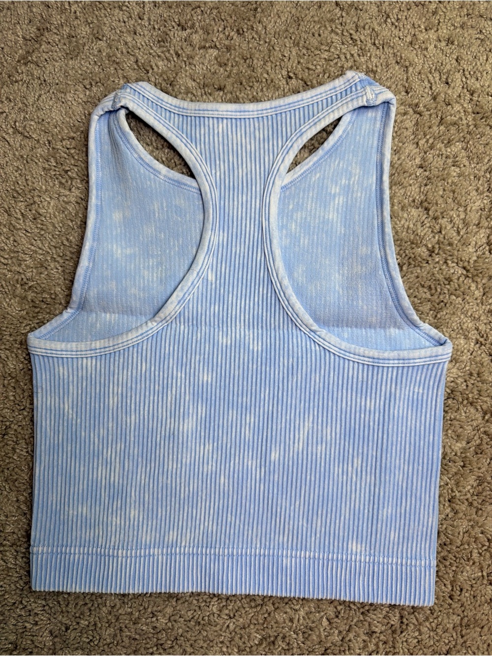 Ribbed Light Blue Racerback Crop Tank - Picture 3 of 3
